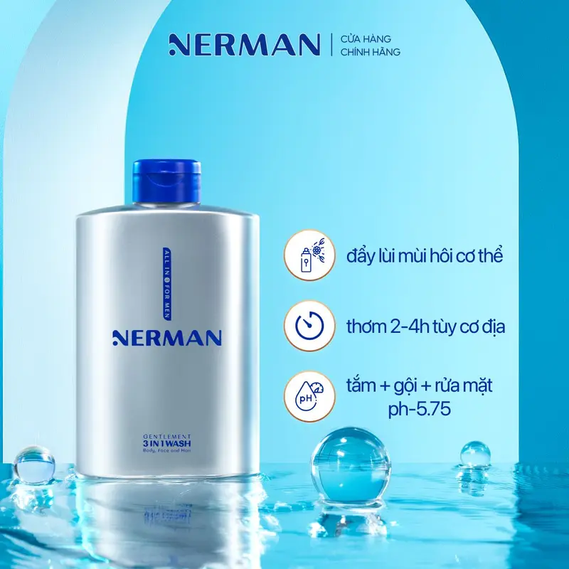 Combo lịch lãm Nerman - Sữa tắm gội cho nam 350ml & DDVS nam giới 100ml NER 2