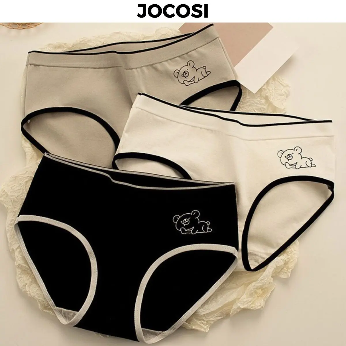 Quần lót nữ cotton họa tiết hình gấu cute dễ thương, Quần chip nữ 2 lớp lót kháng khuẩn khử mùi co dãn tốt JOCOSI L903 Women Thun nội  y  nữ quan  lot  dethuong