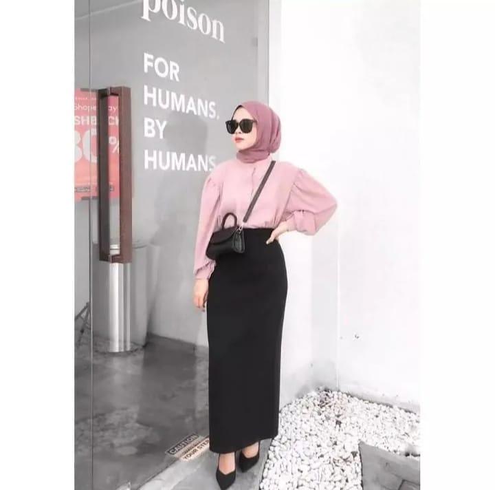 Rok Span Panjang Wanita Bahan Knit Black Series 8
