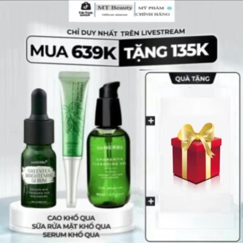 COMBO CAO KHỔ QUA + SERUM + SỮA RỬA MẶT soHERBs - Hỗ trợ giảm mụn, mờ thâm, kìm dầu, sạch da Skincare Gel Rửa Mặt  Làm Đẹp Da Chăm Sóc Da Giảm Thâm Nữ Women Tea Trà