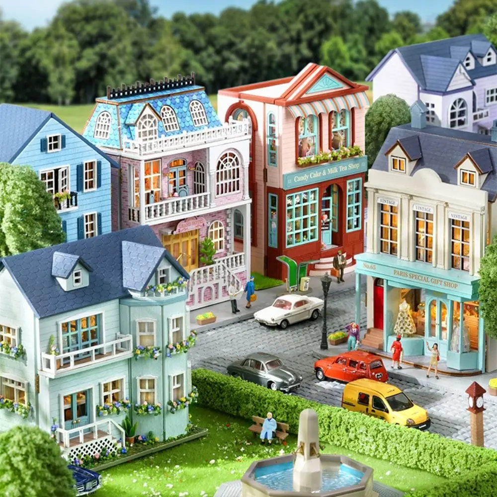 Multilevel DIY Miniature House Kit Dolls Miniature Accessories Self-control DIY Assemble Fairytale Town House Wooden Handicraft Dolls Miniature House f miniature  house miffy plush labubu toys miffy plush capybara  plush sylvanian families mascot cry baby