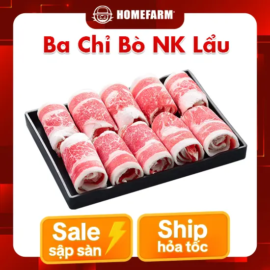 [HOT - SALE - 500g] Ba chỉ bò NK 500g Cắt Lẩu - Mỗi KH 1 Deal duy nhất.