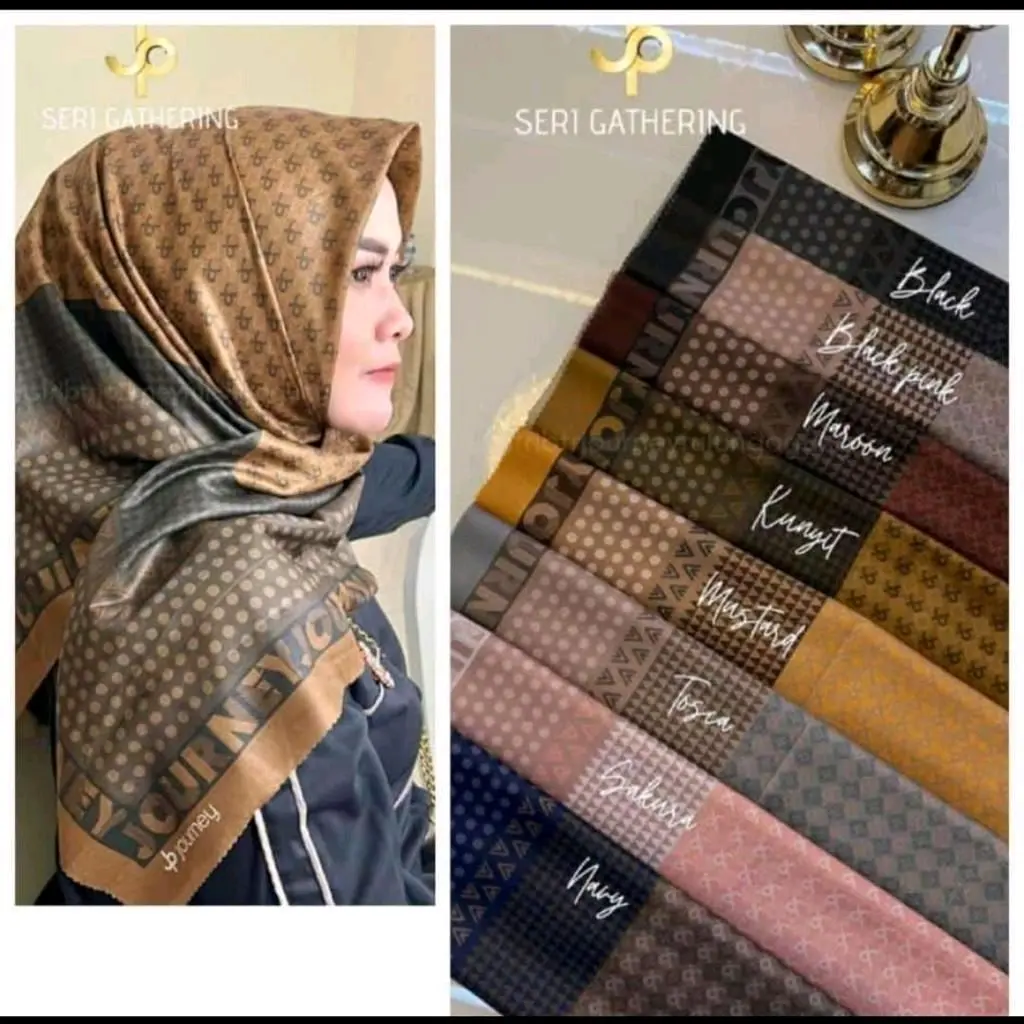 Jilbab Segiempat Voal Motif Laser Cut ala Journey Series