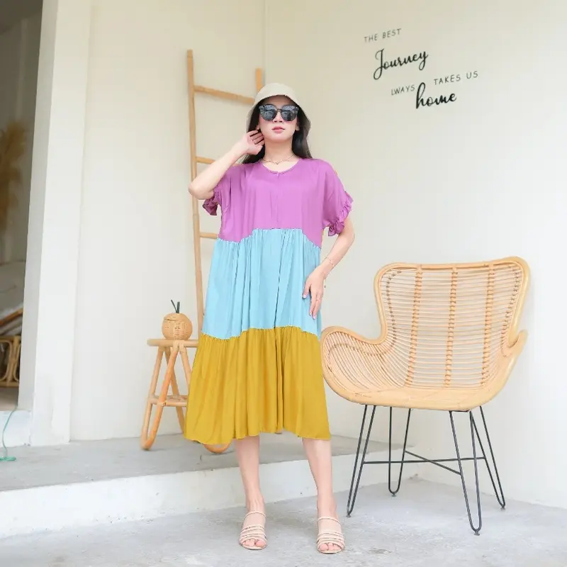 Seiramode - Icecream Daster Remaja Midi Dress Lolipop Busui Resleting Terbaru Kekinian 2025 Jumbo baju Ibu Hamil Lengan pendek 3