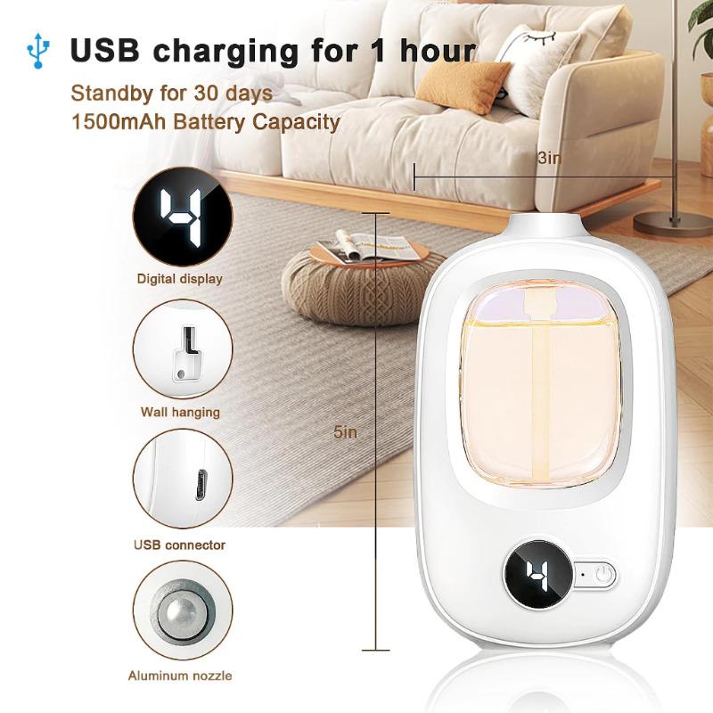 Product Introduction of Digital Display Aroma Diffuser Rechargeable Automatic Spray Fragrance Machine Essential oil Diffuser For Room Bathroom 22