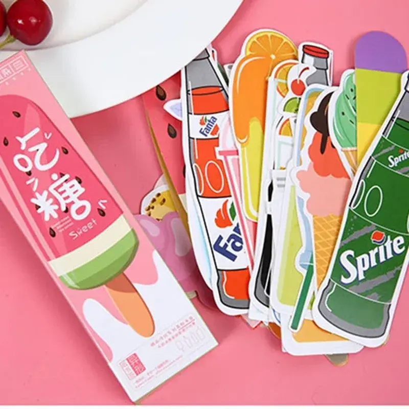30 pcs/box Dessert & Drink Student book holder message card Creative Stationery W035 Paper Bookmark