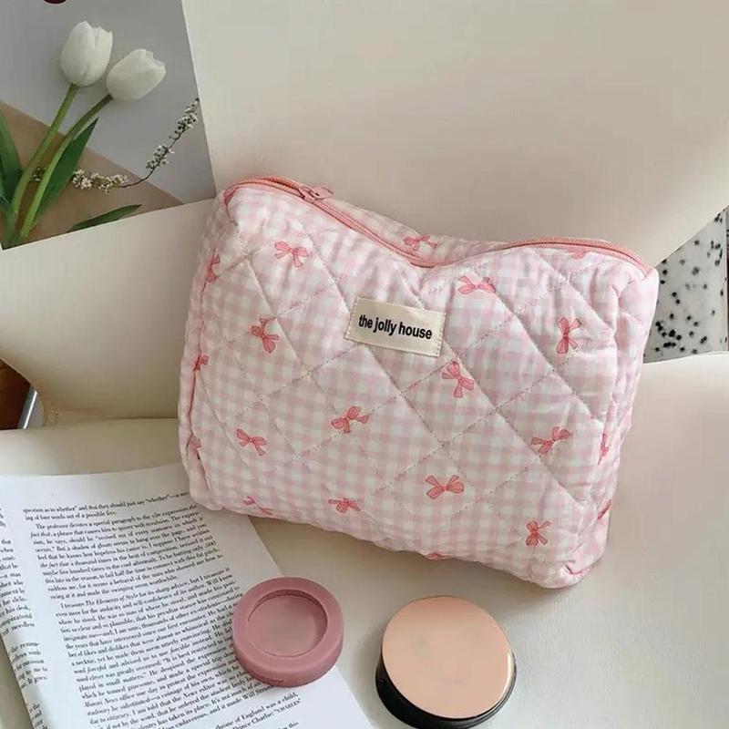Bowknot Cosmetic Bag Portable Soft Handbag Toiletries Capacity Bag Student Large Storage Bag 7