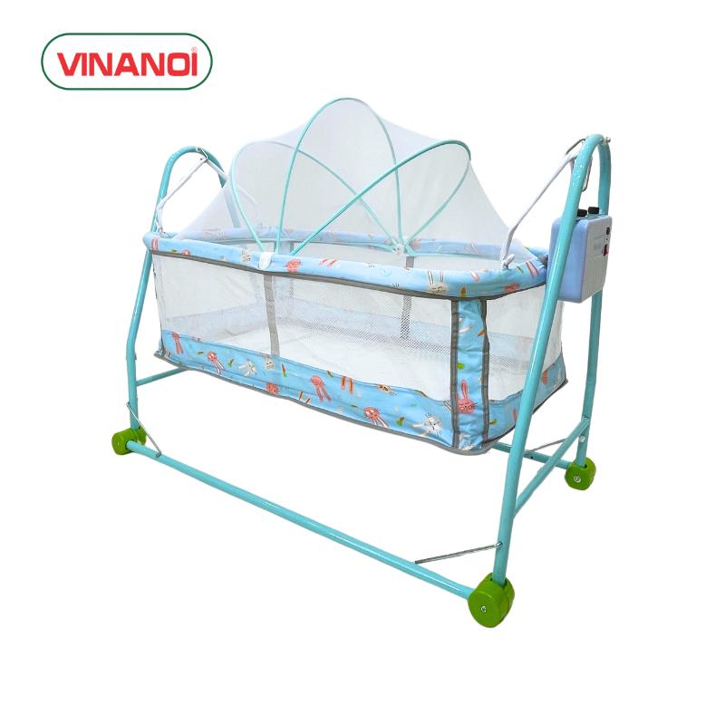 Nôi em bé tự động khung thép sức đưa 20kg (Lòng nôi xanh / hồng) VN-N20