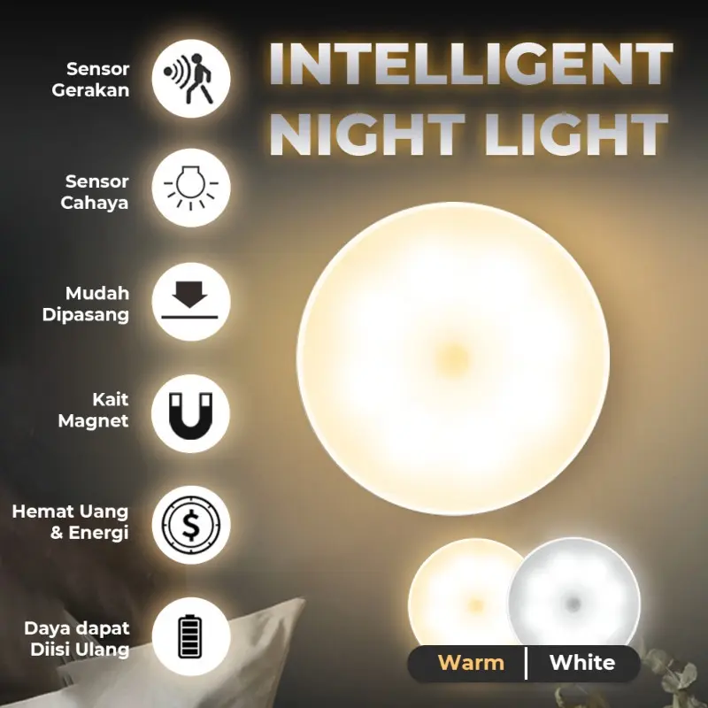 [BISA COD] Lampu LED Sensor Gerak Otomatis Lampu Malam Lampu tempel Emergancy Malam Lampu Hemat Energi Lampu Dinding Sensor Otomatis Lampu Pintar Portable