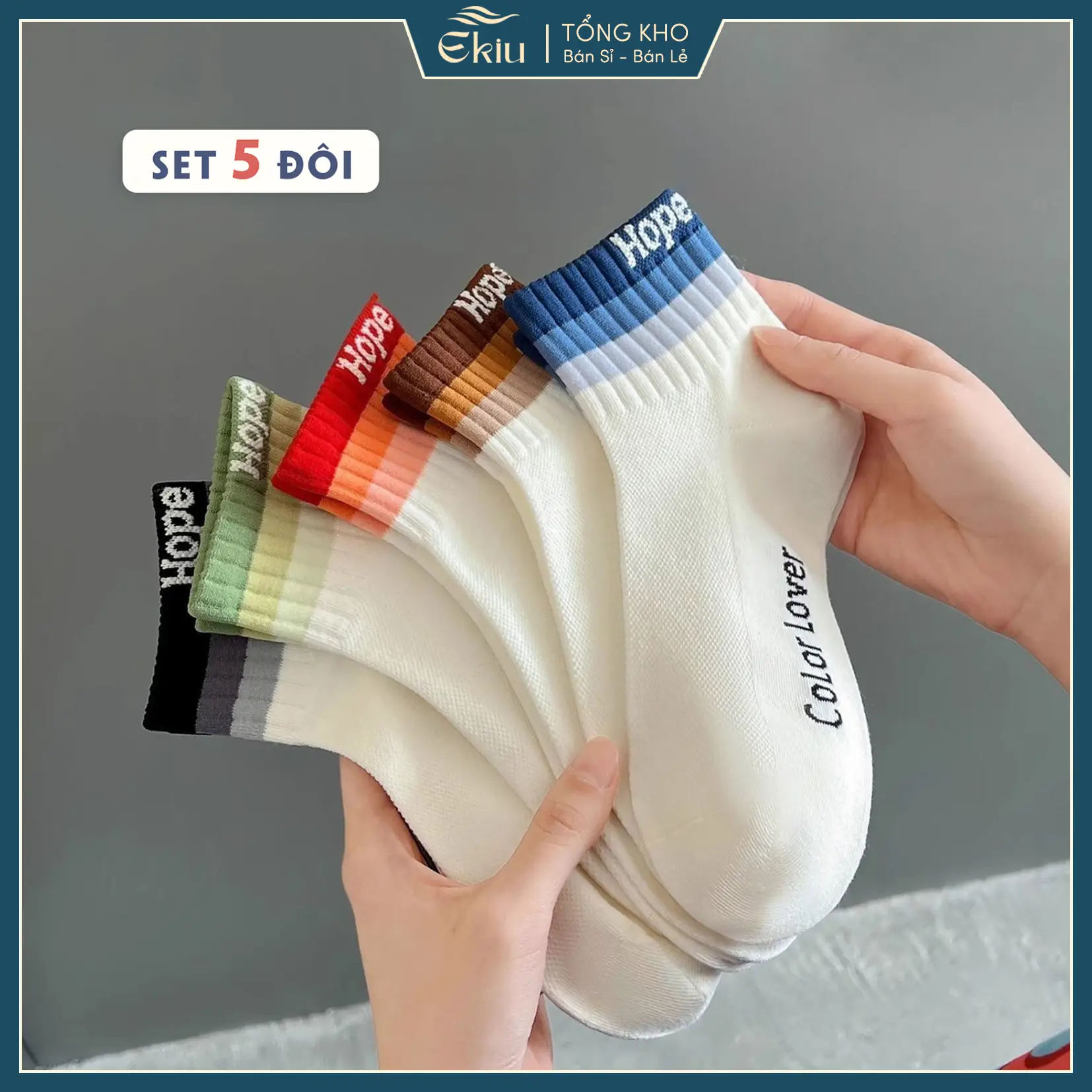 Tất vớ cổ ngắn nữ kiểu dáng thể thao, vớ cotton phong cách Hàn Quốc - Ekiu Shop