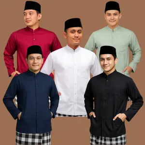 Baju Koko Polos Lengan Panjang Model Haibah Saku Samping Dewasa Remaja