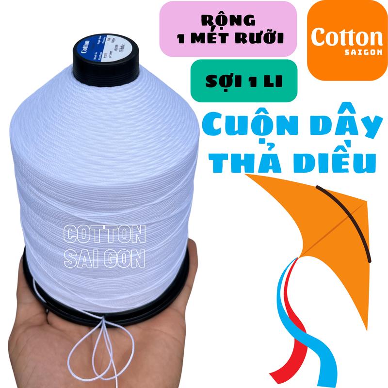 Cuộn dây thả diều 0.8-1li 750-1500 mét cuộn. Sợi nilong đường kính sợi 1mm thả diều rộng từ 1 mét-1,5mét