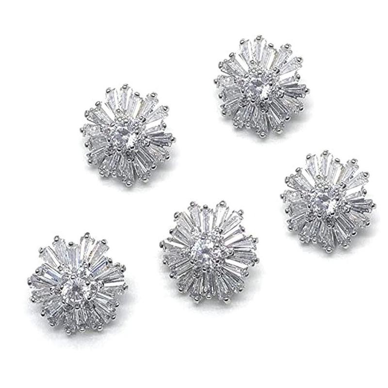 5 PCS DIY Crafts Zircon Rhinestone Buttons Flower Zircon Rhinestone Buttons 16mm Buttons for Sewing Fancy Wedding 0
