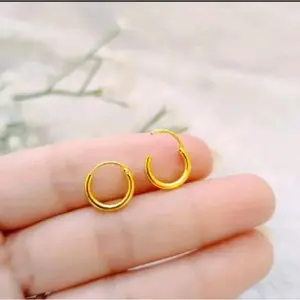 PERHIASAN TITANIUM ANTING GIPSI BULAT BAYI ANTI KARAT, ANTING GIPSI POLOS ELEGAN Aksesoris Emas