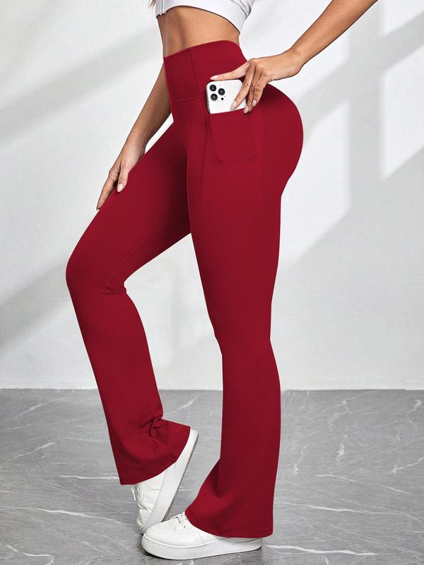 Women's Solid High Waist Butt Lifting Sports Leggings, Casual Comfy Breathable Pocket Design Skinny Pants for Yoga Gym Workout Running, Ladies Sportswear for All Seasons 4