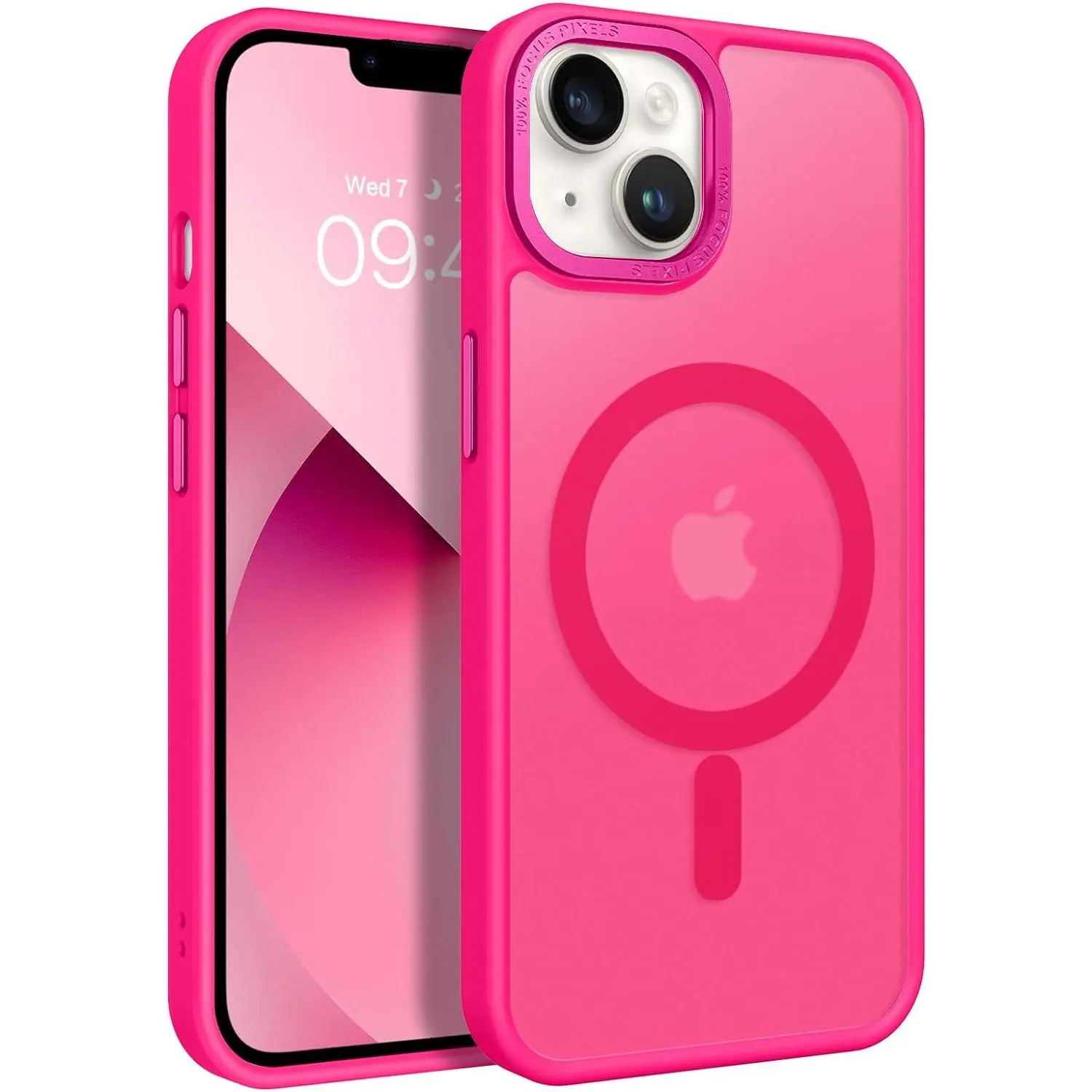 For iPhone 13 case & iPhone 14 case [compatible with MagSafe] translucent matte phone case iPhone 13/14 slim shockproof women men protective cover for iPhone 13/14 6.1 ", hot pink