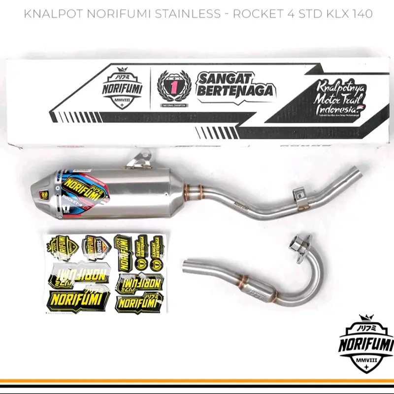 Knalpot Norifumi Rocket 4 logo baru klx crf d-tracker wr pemasangan PNP produk only full system Motor Motorcycle Sporty 3