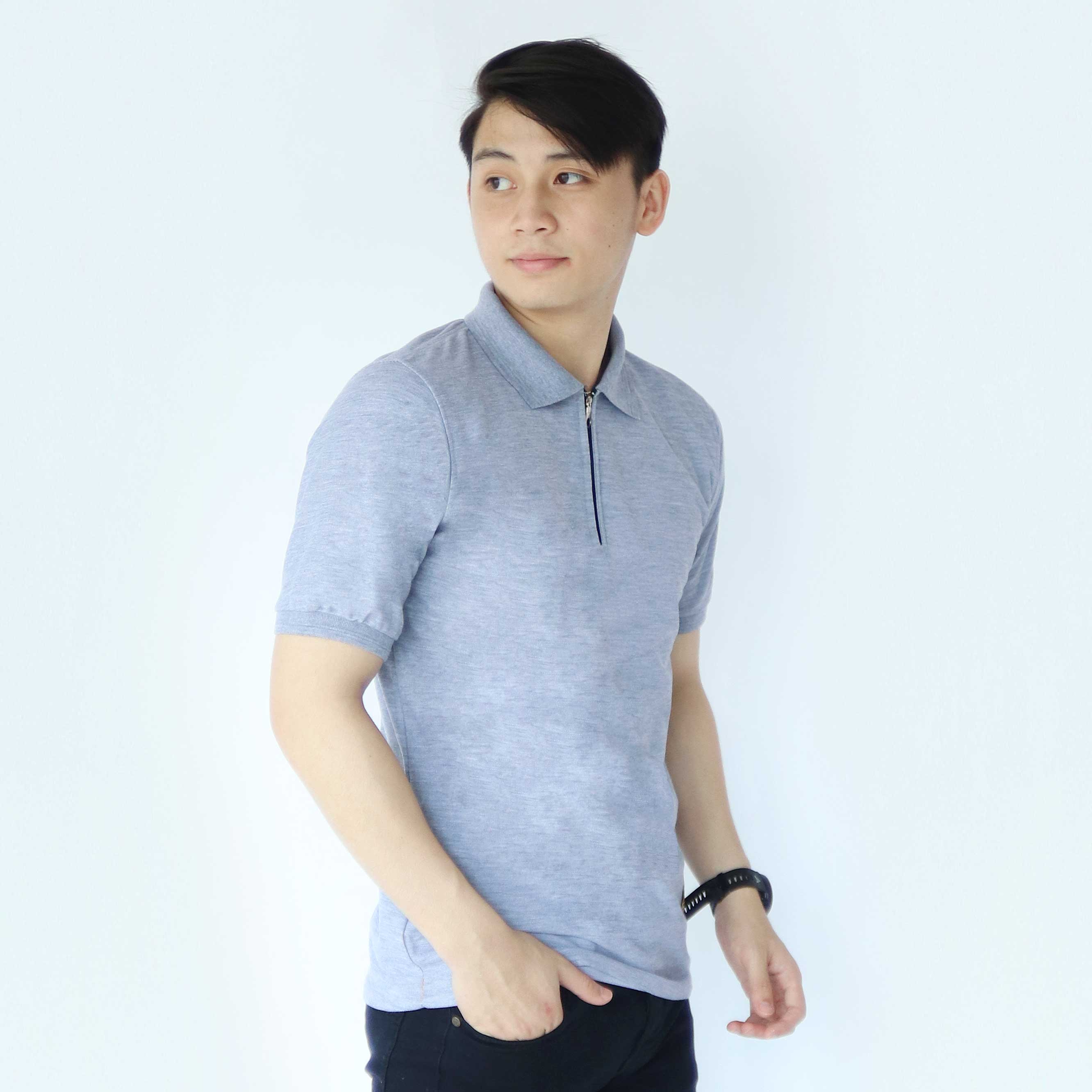 Kaospolos Kaos polo shirt Zipper lengan pendek | kaos pria kerah polo Zipper size L XL XXL Panjang kaos  pria