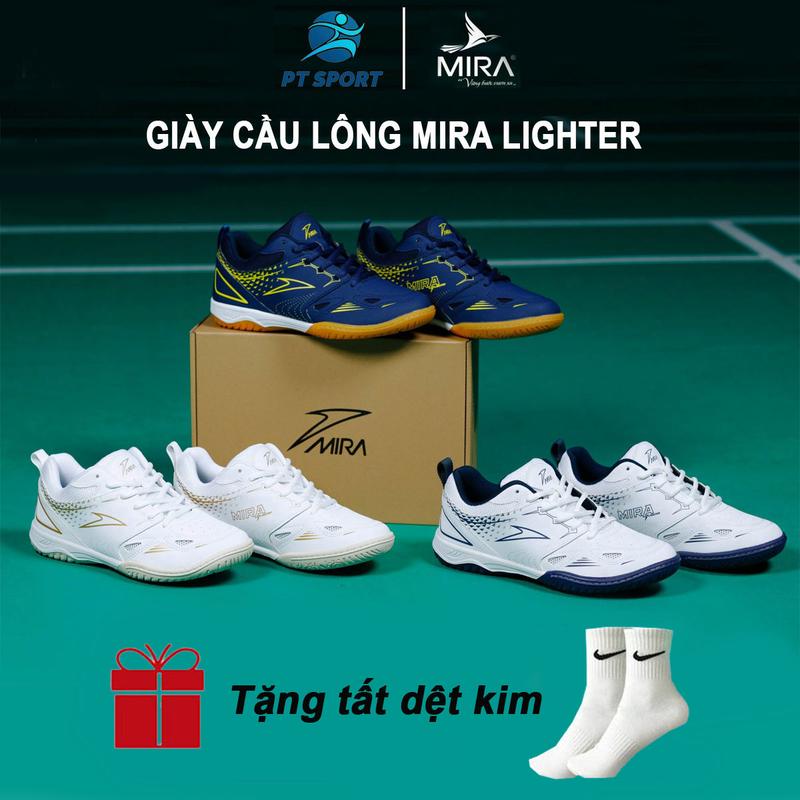 [ Đặt tiến lên 1 Size ] Giày Cầu Lông, Bóng Bàn, Bóng Chuyền Chính Hãng Mira Lighter, Phù Hợp Nam Nữ, Da Vân Nổi, Lưới Thoáng Khí, Đế Kép Eva Chống Trượt Đế Đã Được Khâu Nam Sneaker Sport