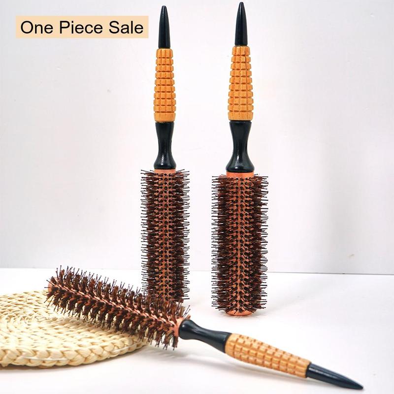 Aluminum Tube Round Hair Comb, 1 Count Hairdressing Curling Hair Brush, Nylon Bristle Comb, Professional Salon Styling Tool 0
