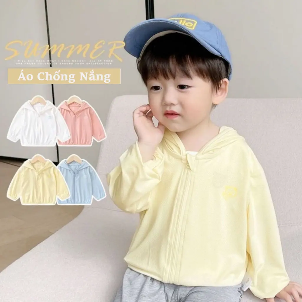 Áo chống nắng Cho Bé Trai, Bé Gái Gin Baby Wear 2024 Kem Voi