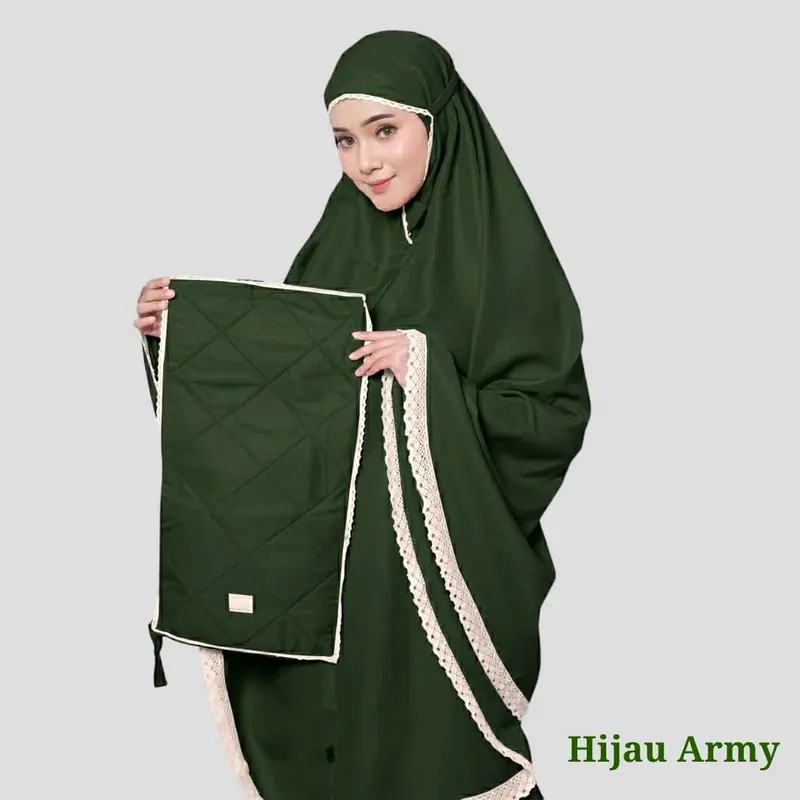 Mukena traveling 2 in 1 katun mikro,Mukena leona,polos dewasa Lembut Muslim Sajadah Atasan 7