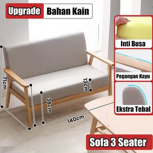 TETE_2  Sofa Fabric Abu-Abu Tempat Duduk Empuk Ruang Tamu Furniture Indoor Rumah Fabric  Ruang Tamu Minimalis Modern Cantik Elegant Kekinian/ Multifungsi dipan Tamu Furniture Indoor Rumah Fabric Couch/Kursi Sofa Ruang Tamu Minimalis Modern Cantik Elegant