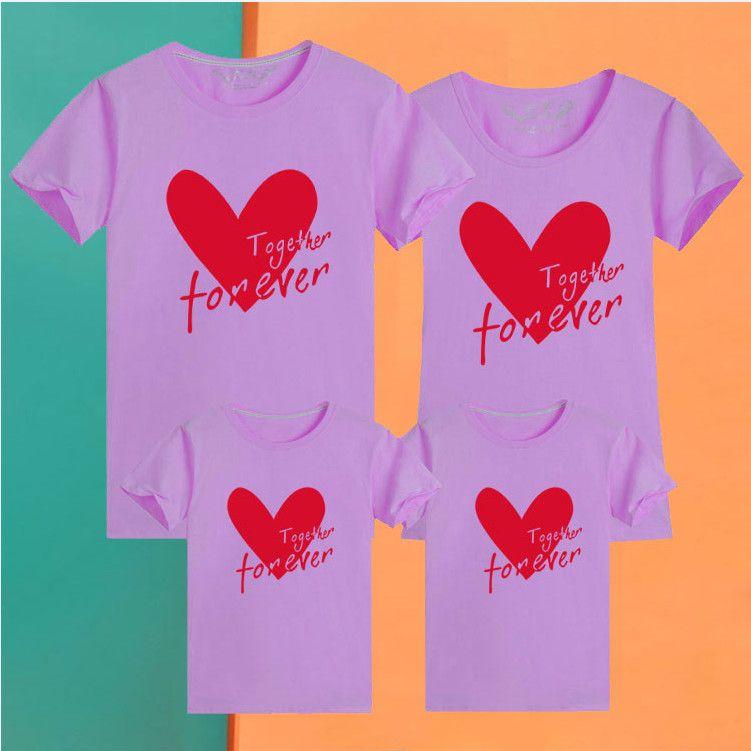 Love Parent-Child Short-Sleeved T-shirt for a Family of Three Or Four Clothes for the Whole Family Kindergarten Sports Meeting Business Attire Mother-Child Mother-Daughter Matching Outfit T Womenswear Overalls 5
