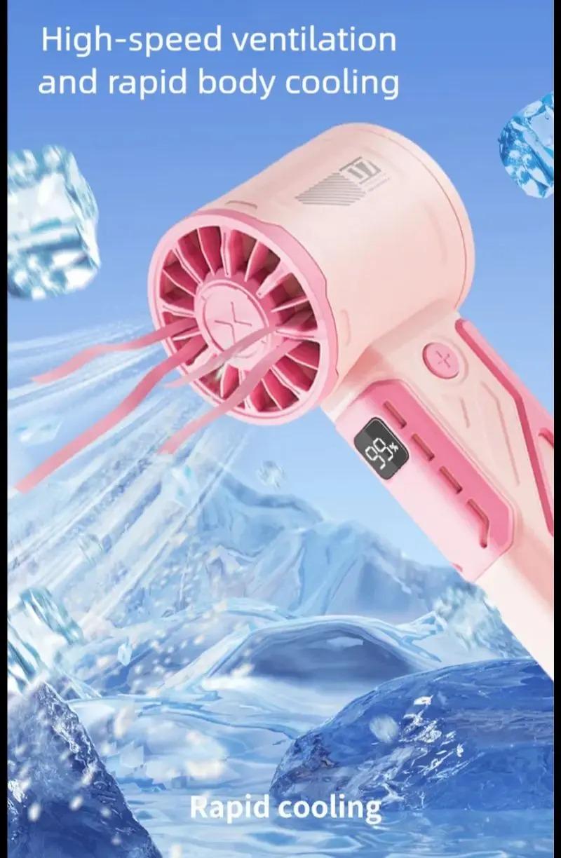 Product Introduction of New Premium 4000 mah rechargeable 100 speed adjustable High speed fan Outdoor Handheld fan Mech Cooling fan Desktop Mini fan Charging Usb Protection 9