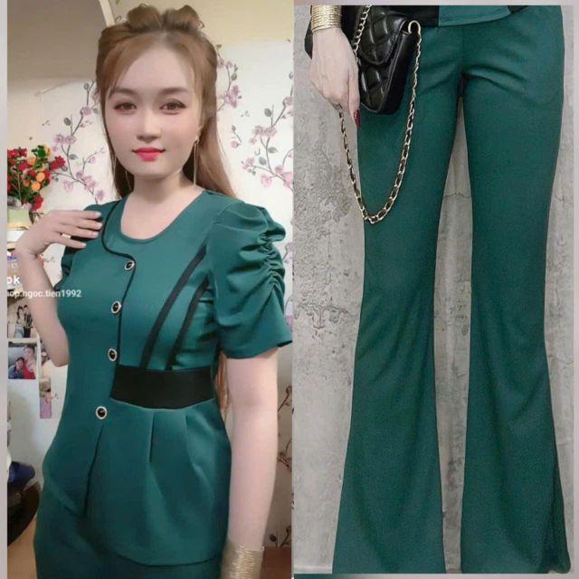 Product Introduction of Set bộ quần dài ống loe vải thun tăm lạnh mềm mịn mát mẻ 11
