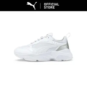 PUMA Sepatu Sneaker Wanita Cassia Distressed White-White-Silver
