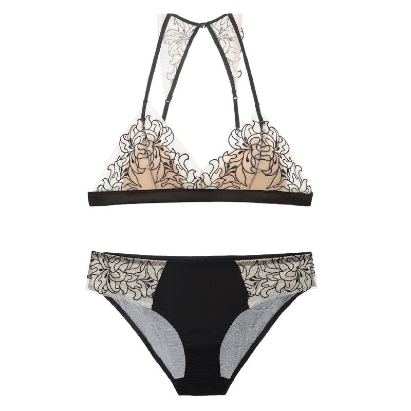 Product Introduction of 2023 New Women Sexy Lace Beauty Back Pack, Small Intimates Thin Cup Comfortable Bralette Female Underwear Bra Panties Sets 30