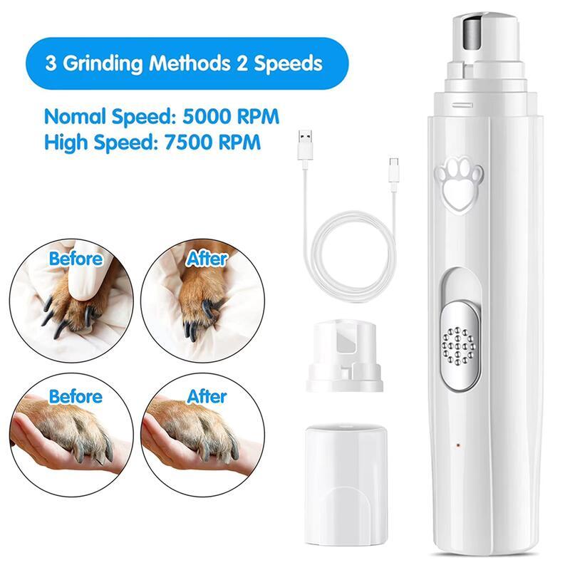 Máy mài móng cho chó, Tông đơ cắt móng cho thú cưng chạy Điện 2 tốc độ, Không đau, để chải lông bàn Chân cho chó và mèo Nhỏ, Trung Bình và Lớn, có thể sạc lại 0