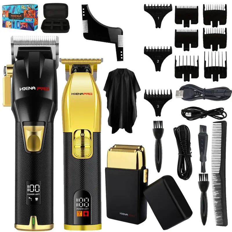 Professional Hair Trimmer Kit, 1 Set Rechargeable Hair Clipper & Trimmer & Shaver & Accessories, Electric Hair Trimmer for Men, Barber Equipment 0
