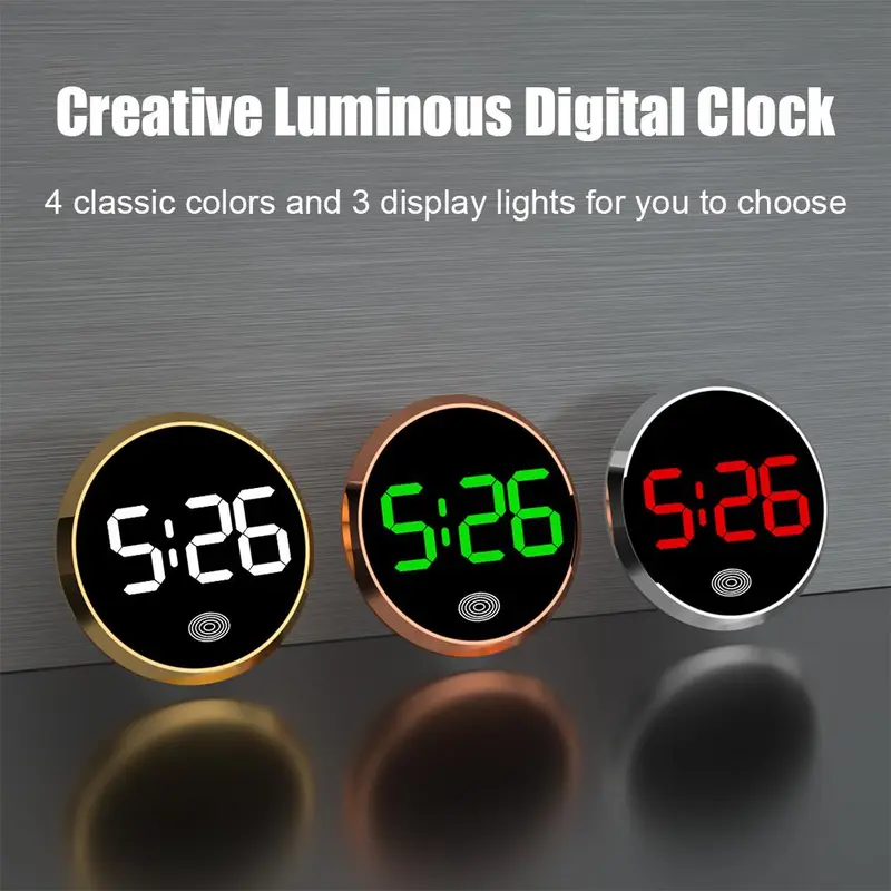 Đồng Hồ LED Điện Tử, Đồng Hồ Dạ Quang Ô Tô, Đồng Hồ Cảm Ứng Kỹ Thuật Số Tròn, Đồng Hồ Cảm Ứng Thông Dụng, Làm Bằng Hợp Kim, L5Z2 6