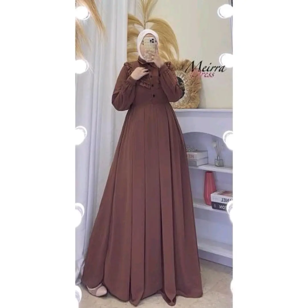 MEIRRA DRESS FULL FURING GAMIS TERBARU | Bahan Ceruty Babydoll | Resleting Depan Busui | Gamis Termurah | Gamis Polos