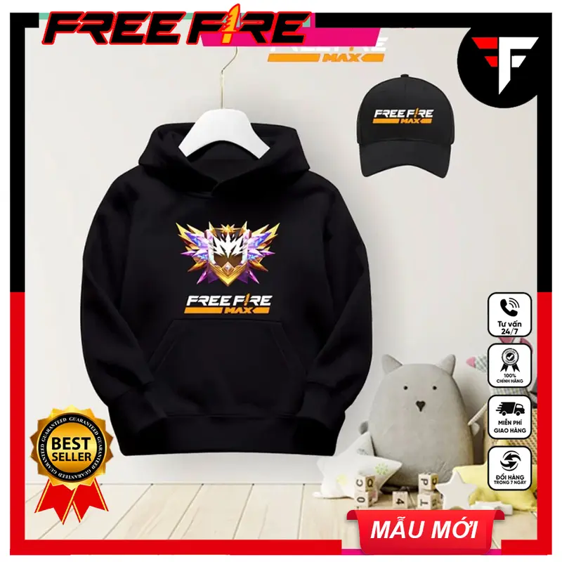 Mẫu Áo Hoodie free fire rank thách đấu [ TẶNG KÈM 1 NÓN ] 2 màu đen và trắng chất nỉ hình in sắc nét 0