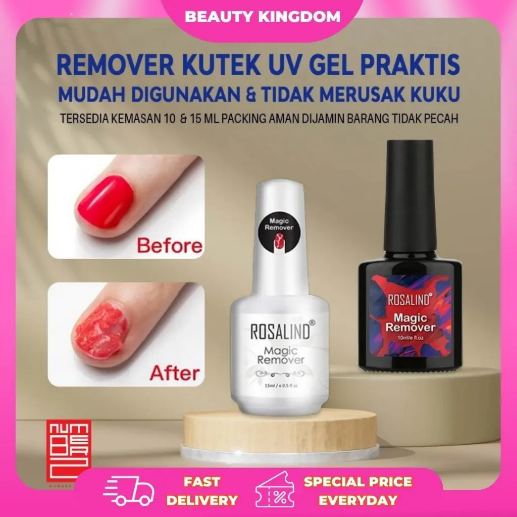 Rosalind Magic Remover / Penghapus Nail Gel / Remover Kutek Gel Efektif 10ml 15ml