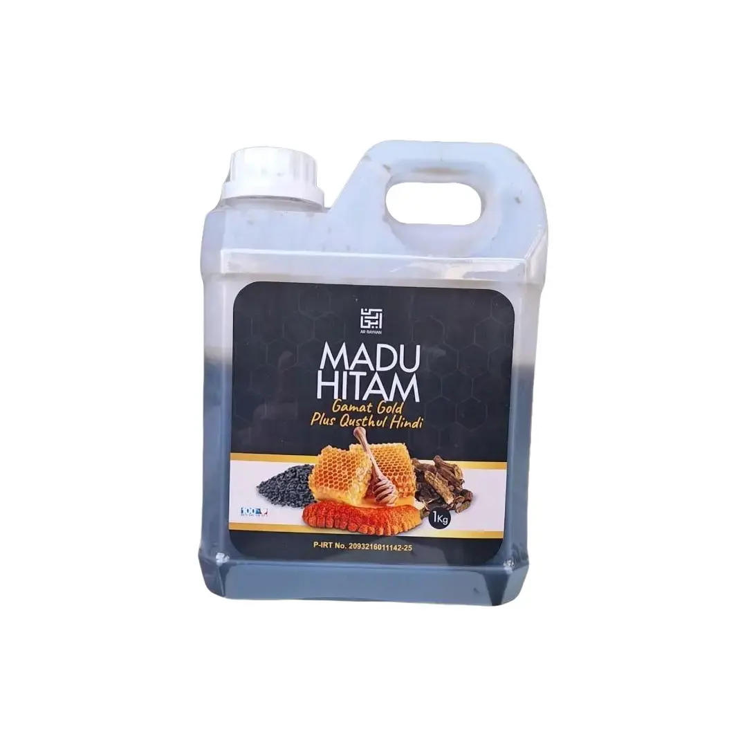 Madu Hitam Pahit Gamat Gold plus Qusthul HIndi Propolis Ar-Rayhan Herbal Honey 1KG - Manis, Asam Gula Syrup