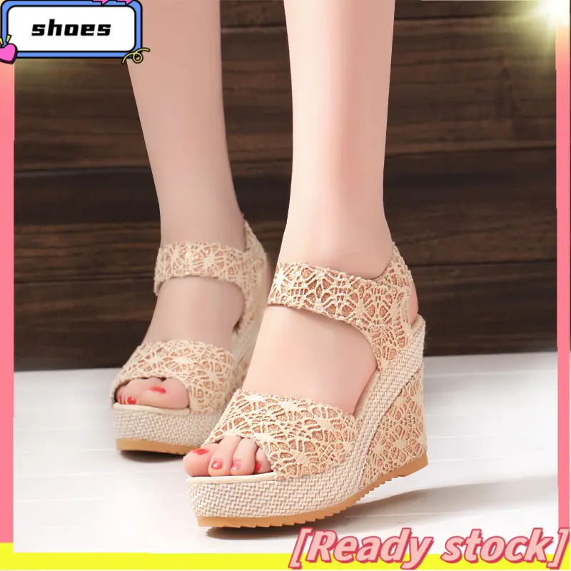New Shoes Wedge Super High Heel Peep Toe Sandals for Women Open Toe Platform Versatile Banquet Korean Style Frosted