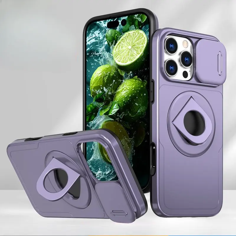 Applicable to iPhone16Pro mobile phone case push window magnetic magsafe ring holder Apple 15 protective case Cover Protector Protector Casing Shockproof Protection Smartphone Cellphone