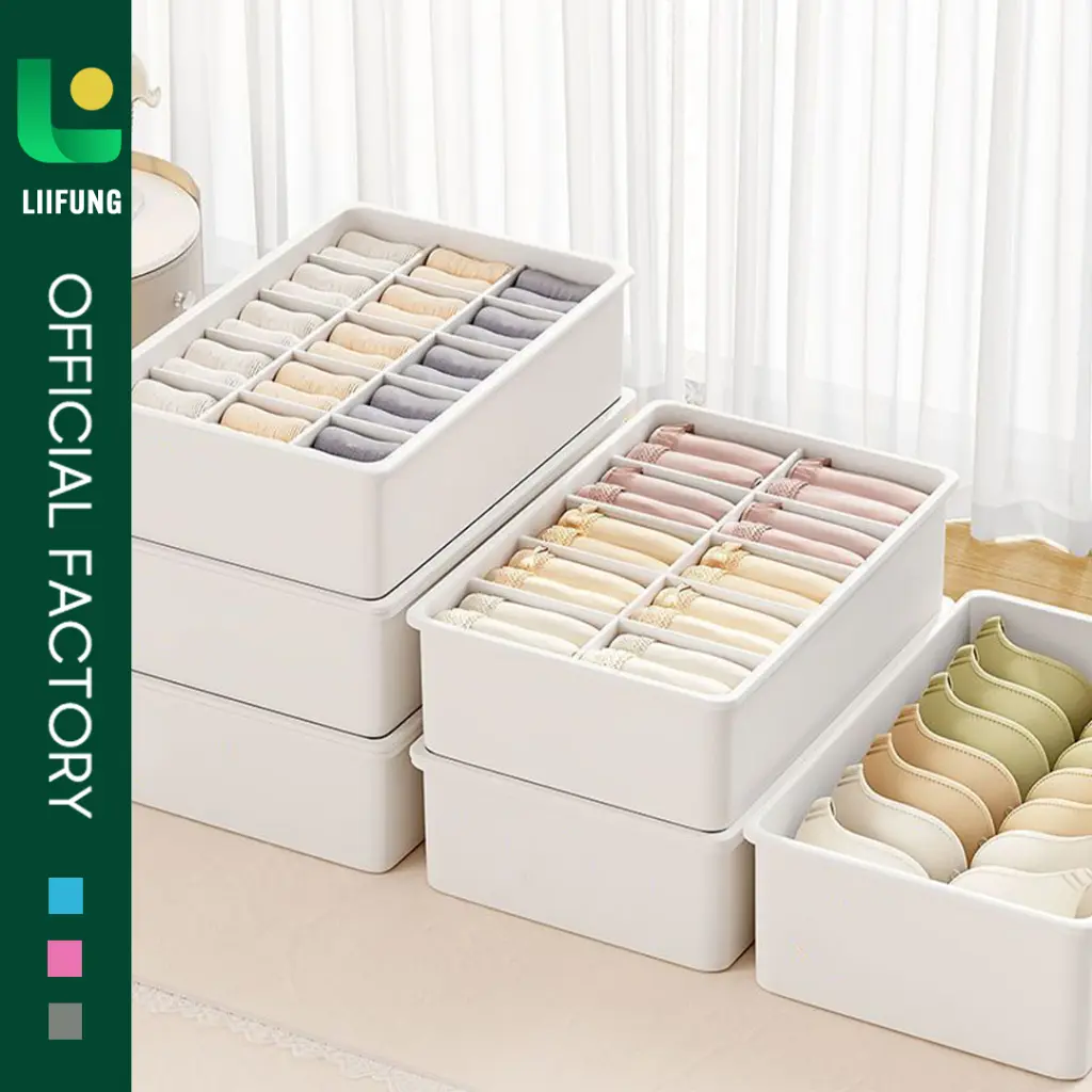 Underwear Storage Box Kotak Penyimpanan Pakaian Dalam Kaos Kaki Dengan Tutup Tempat Penyimpanan Pakain Dalam Serbaguna Merah