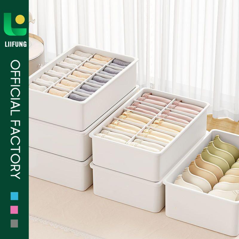 Underwear Storage Box Kotak Penyimpanan Pakaian Dalam Kaos Kaki Dengan Tutup Tempat Penyimpanan Pakain Dalam Serbaguna Merah 0