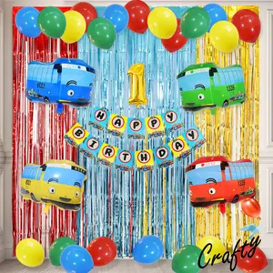 [PAKET] Dekorasi Balon Ulangtahun RAINBOW LITTLE BUS CURTAIN Hiasan Pesta