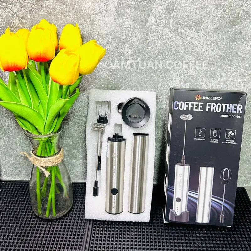 [Bảo hành 12 tháng] Máy tạo bọt cà phê, đánh trứng UNIBLEND DC-201 với 2 đầu đánh 3 tốc độ siêu mạnh, độ bền cao, thiết kế đẹp mắt Máy Đánh Bọt Máy Đánh Trứng 3