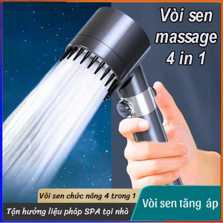 Vòi hoa sen Mát Xa Cao Cấp với 4 chế độ thông minh (Kèm Dây Vòi 1m5)
