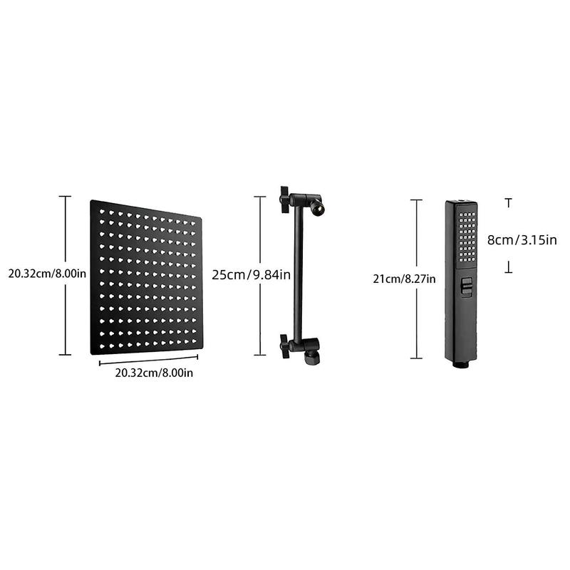 Stainless Steel Shower Head, 1 Set Including Rainfall Shower Head & Handheld Shower Head & Extension Arm & Accessories, Shower Supplies for Bathroom 1