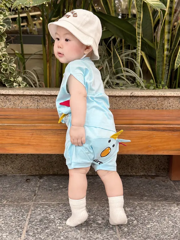 Bộ quần áo mùa hè cho bé trai, bé gái 7-15kg phong cách Hàn Quốc, in hình Grrrr dễ thương bococtay  chobe 5