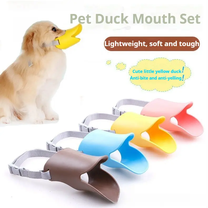 Dog Mouth Cover Pet Duckbilled Sleeve Silicone Muzzle for Dogs Anti-Bite/Anti-Bark Anti-Eat Disorderly Miseating Dog Walking Mask Dog Mouth Cover