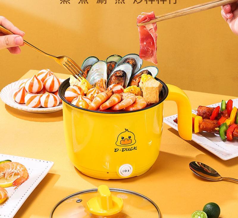 Nồi Lẩu Điện Mini VỊT VÀNG Đa Năng Nấu Cơm Lẩu Cháo Chiên Xào Đa Năng, Dung Tích 1.8L hàng chuẩn 4